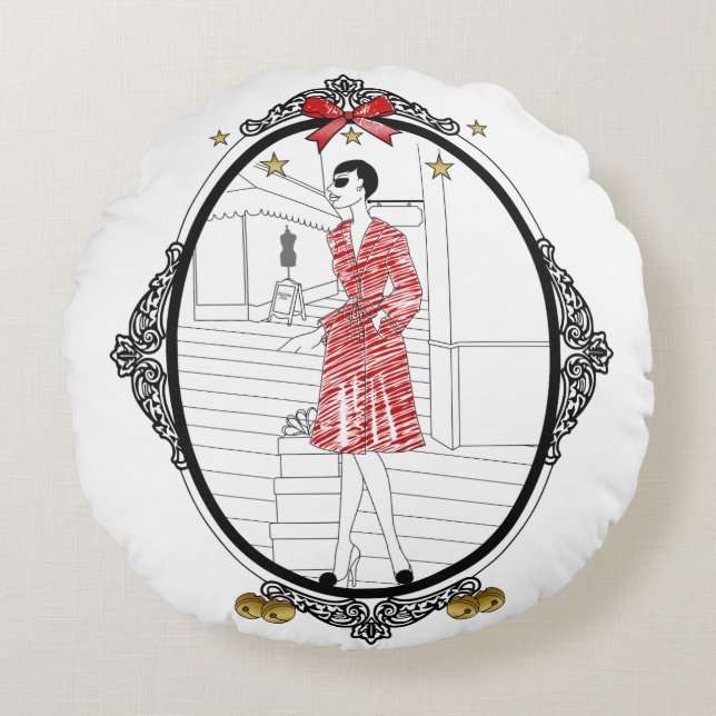 Joyeuses Fêtes Round Cushion (Front)