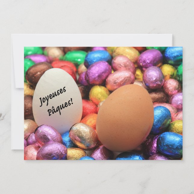 Joyeuses Pâques Chocolate easter eggs Holiday Card (Front)