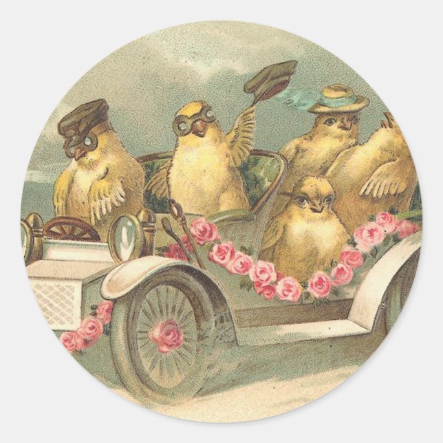 Joyeuses Pâques Cute Vintage Easter Classic Round Sticker (Front)