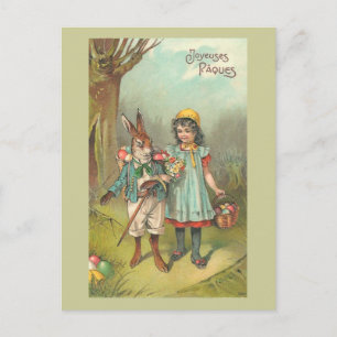Joyeuses Pâques Cute Vintage Easter Holiday Postcard