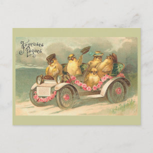 Joyeuses Pâques Cute Vintage Easter Holiday Postcard