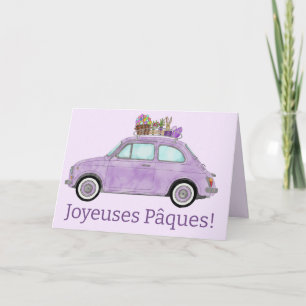 Joyeuses Pâques French Easter Retro Fiat 500 Holiday Card