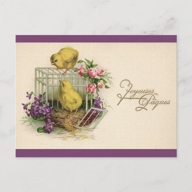 Joyeuses Paques (Happy Easter) Vintage Holiday Postcard (Front)