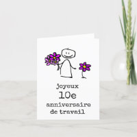 Joyeux 10e Anniversaire de Travail Carte