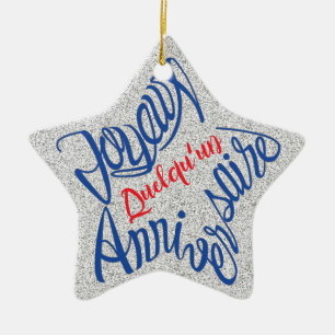 Joyeux anniversaire en forme d'étoile ceramic tree decoration