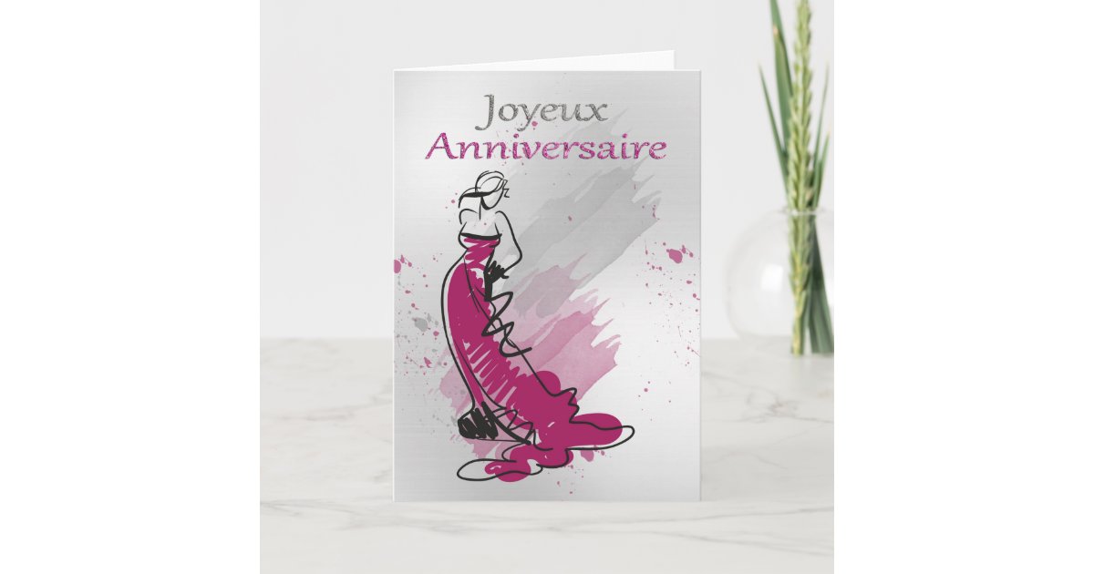 Joyeux Anniversaire French Greeting Female Card Zazzle Co Uk
