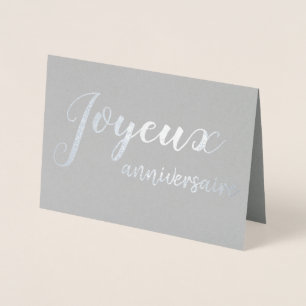 Joyeux Anniversaire French Happy Birthday Script Foil Card