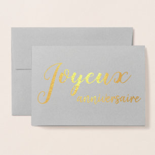 Joyeux Anniversaire French Happy Birthday Script Foil Card
