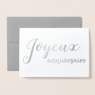 Joyeux Anniversaire French Happy Birthday Script Foil Card