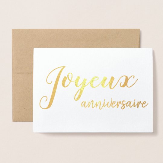 Joyeux Anniversaire French Happy Birthday Script Foil Card Zazzle Co Uk