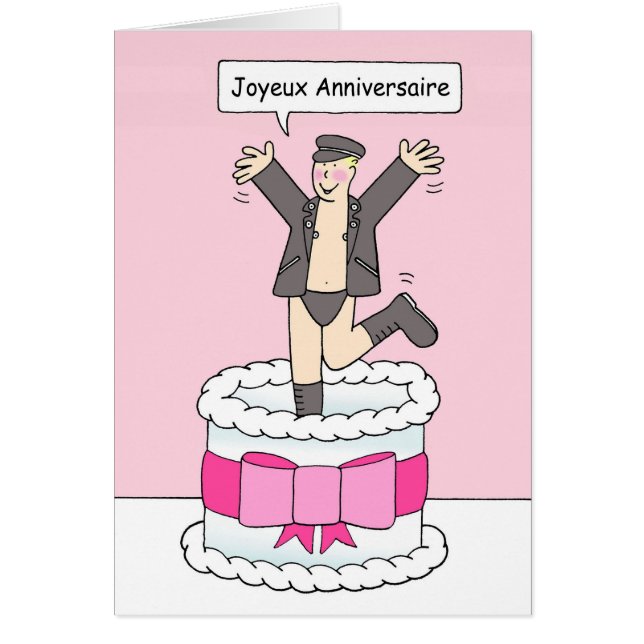 Joyeux Anniversaire, Gay French Birthday Humour. (Front)