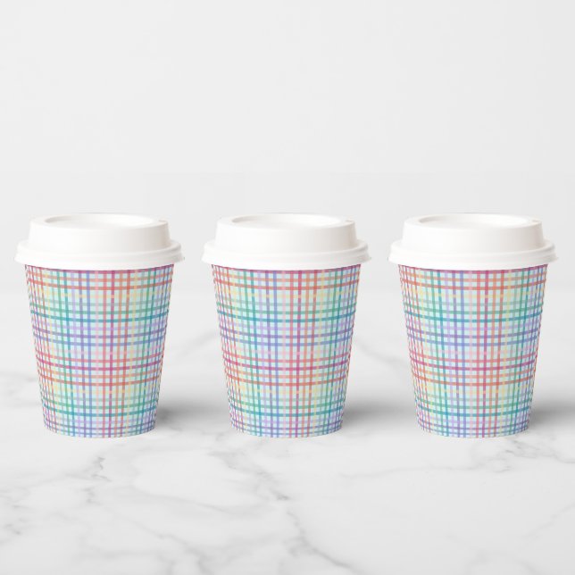 Joyeux Belle Pastel Chequered Paper Cups (Multi)