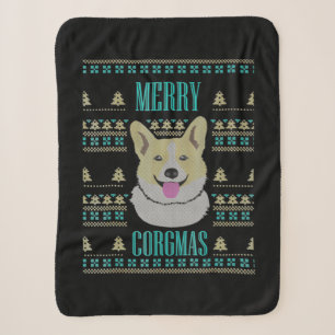Joyeux Corgmas Ugly Christmas Corgi Sherpa Blanket