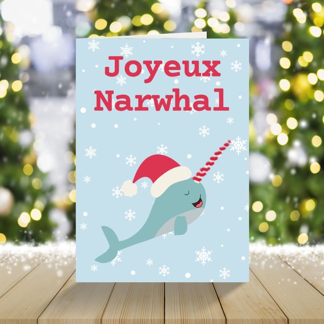 Joyeux Narwhal whale pun Merry Christmas Holiday C (Creator Uploaded)