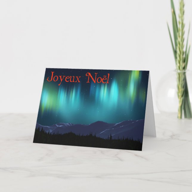 Joyeux Noёl - Aurora Borealis Holiday Card (Front)