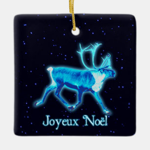 Joyeux Noёl - Blue Caribou (Reindeer) Ceramic Ornament