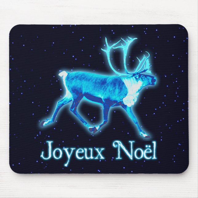Joyeux Noёl - Blue Caribou (Reindeer) Mouse Mat (Front)