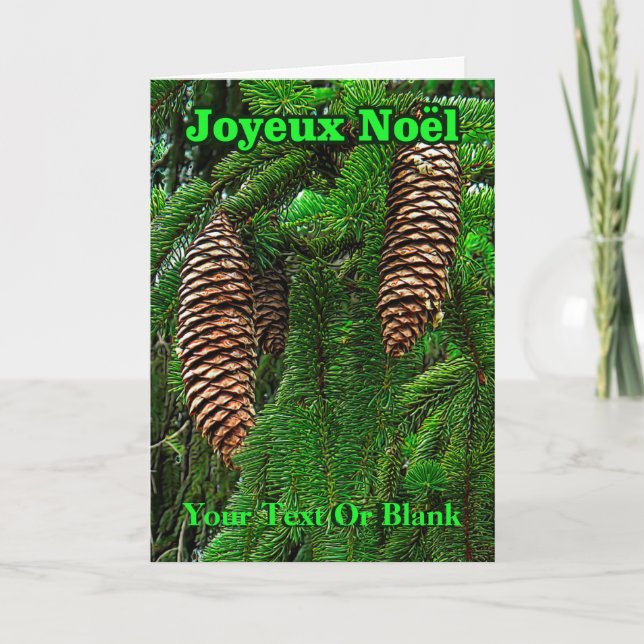 Joyeux Noёl - Cones And Needles Holiday Card (Front)
