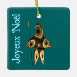 Joyeux Noёl - Fractal Inuit Hunter Ceramic Tree Decoration