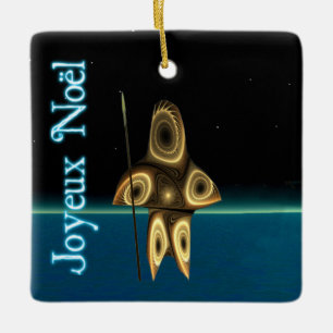 Joyeux Noёl - Fractal Inuit Hunter Ceramic Tree Decoration