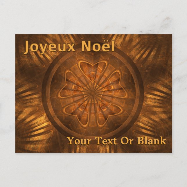 Joyeux Noёl - Fractal Wood Carving Postcard (Front)