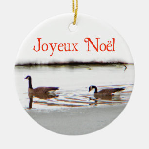 Joyeux Noёl - Honkers - Canada Geese Ceramic Tree Decoration