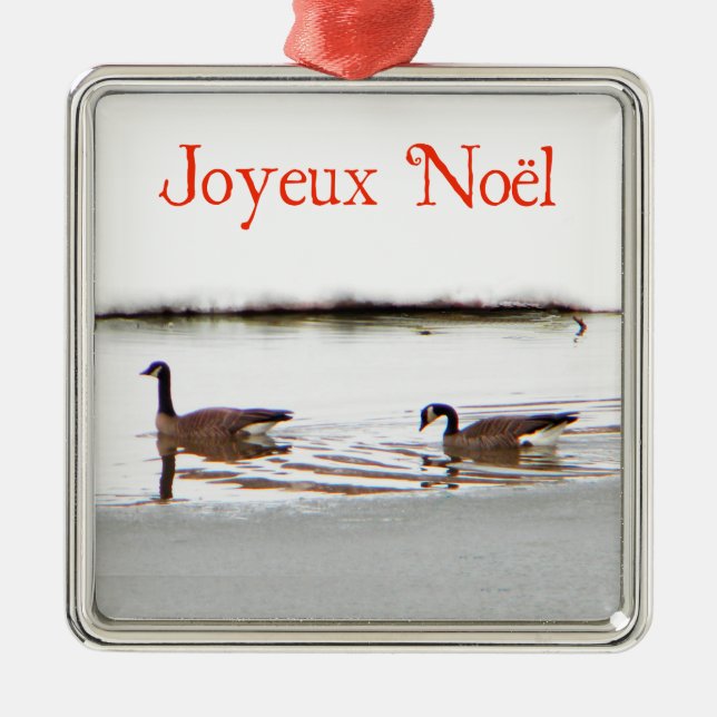 Joyeux Noёl - Honkers - Canada Geese Metal Tree Decoration (Front)