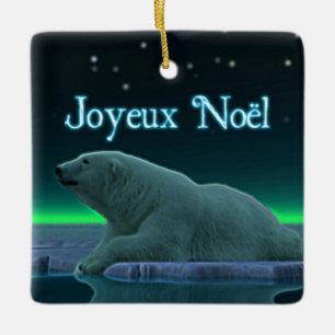 Joyeux Noёl - Ice Edge Polar Bear Ceramic Tree Decoration