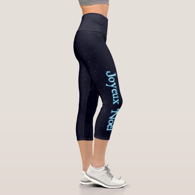 Joyeux Noёl On Stars Capri Leggings (Right)