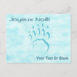Joyeux Noёl - Polar Bear Paw Print Postcard