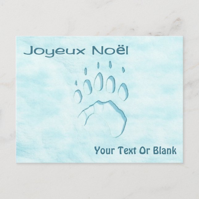 Joyeux Noёl - Polar Bear Paw Print Postcard (Front)