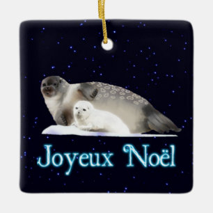 Joyeux Noёl - Ringed Seal Ceramic Ornament