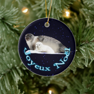 Joyeux Noёl - Ringed Seal Ceramic Tree Decoration