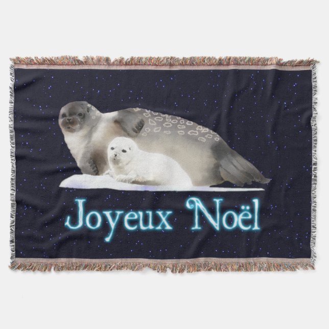 Joyeux Noёl - Ringed Seal Throw Blanket (Front)