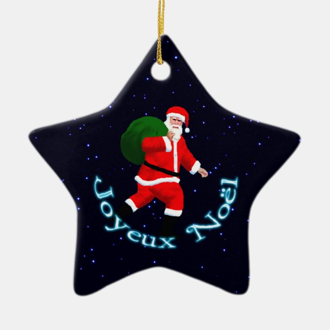 Joyeux Noёl - Santa Claus Ceramic Tree Decoration (Front)
