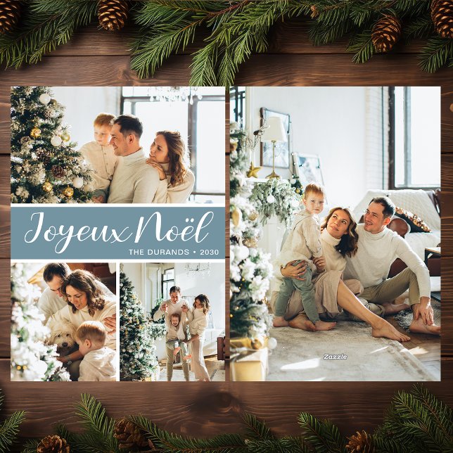 Joyeux Noel 4 Photo Flat Holiday Card (Creator Uploaded)