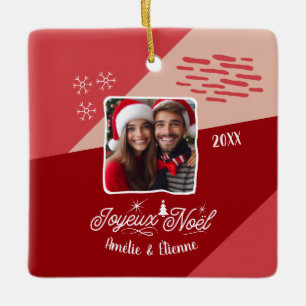 Joyeux Noël Avec Photo French Christmas Custom Pic Ceramic Ornament