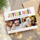 "Joyeux Noel" Bold and Colourful Christmas Holiday Card<br><div class="desc">Spread the holiday cheer with these bright and colourful Christmas cards.</div>