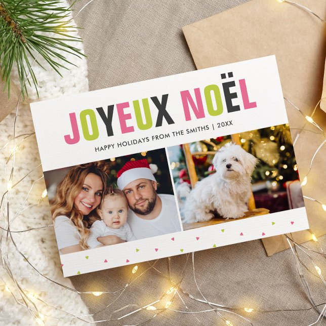 "Joyeux Noel" Bold and Colourful Christmas Holiday Card (Creator Uploaded)