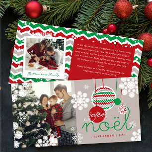 Joyeux Noel Chevron Christmas Decor Modern Photo Holiday Card