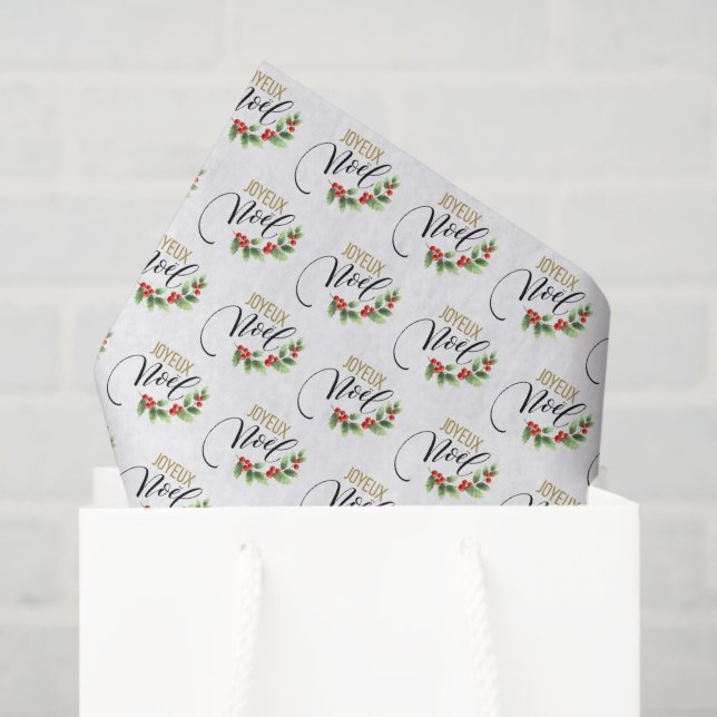 Joyeux Noël Chic Holly Floral | Christmas Tissue Paper (Gift Bag)