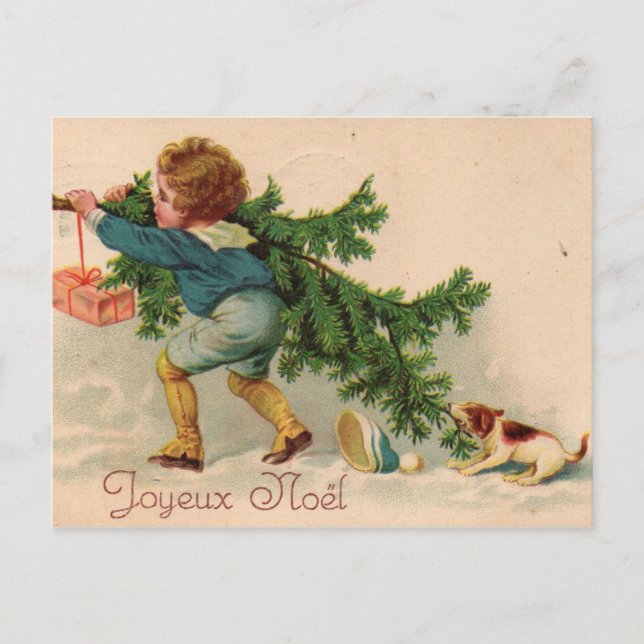 Joyeux Noël chien Postcard (Front)
