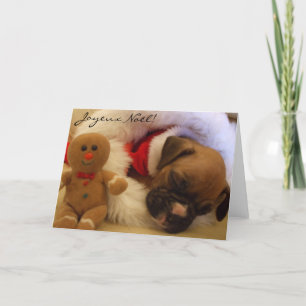 Joyeux Noël Christmas Boxer Puppy greeting card
