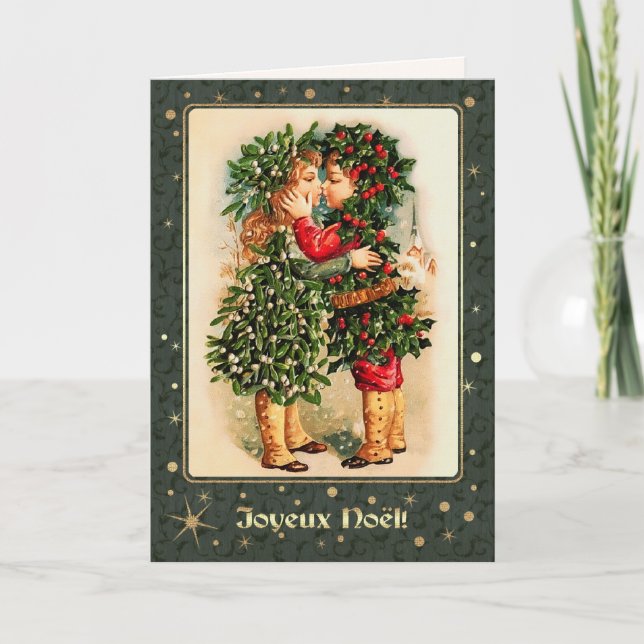 Joyeux Noël. Christmas Greeting Card in French (Front)