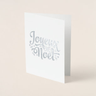 Joyeux Noel Christmas greeting silver Foil Card