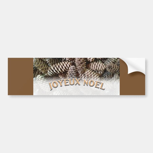 Joyeux Noel Christmas Holiday Pine Cone Bumper Sticker (Front)