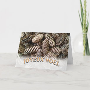 Joyeux Noel Christmas Holiday Pine Cone Card
