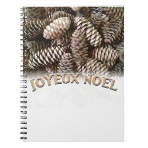 Joyeux Noel Christmas Holiday Pine Cone Notebook