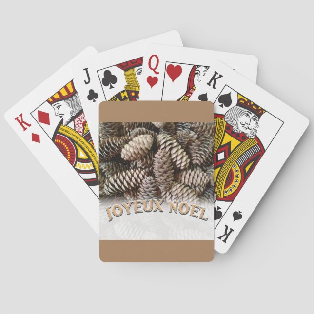 Joyeux Noel Christmas Holiday Pine Cone Playing Cards (Back)
