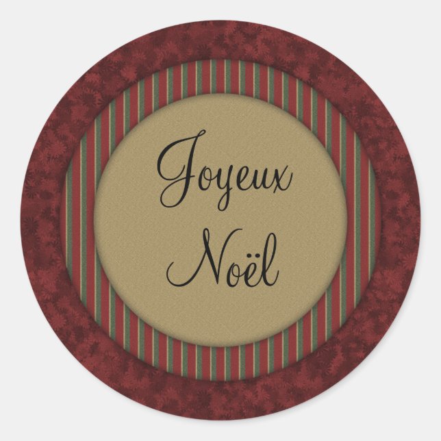Joyeux Noël Classic Round Sticker (Front)